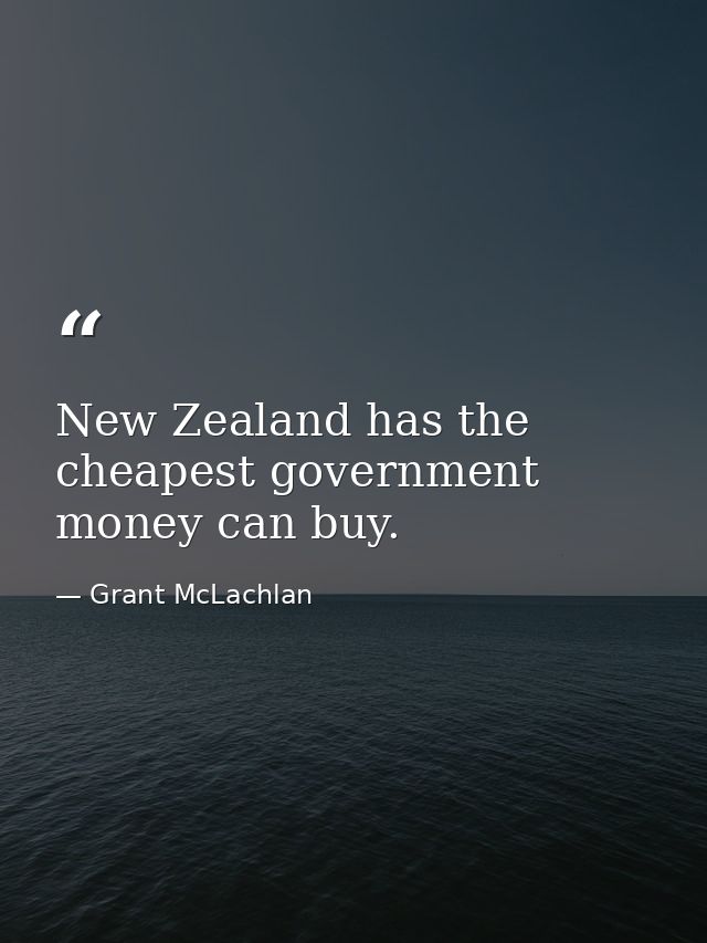 New Zealand has the cheapest government money can buy. — Grant McLachlan