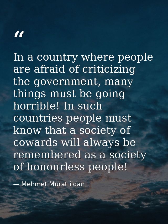 In a country where people are afraid of criticizing the government, many things must be going horrible! In such countrie — Mehmet Murat ildan