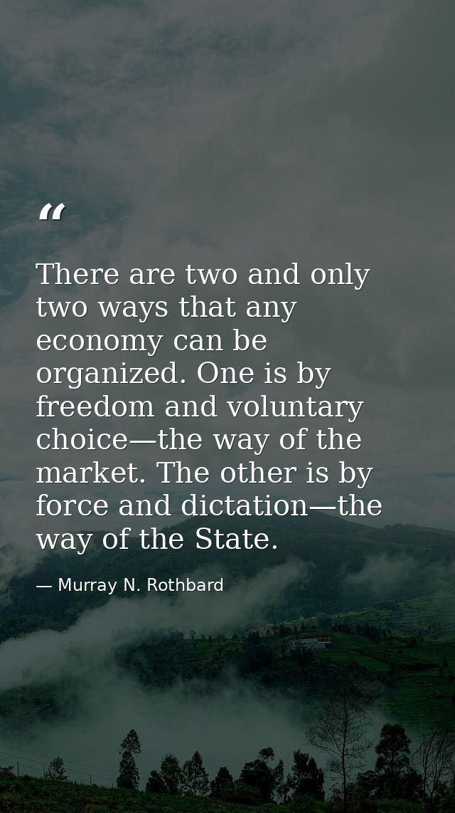 There are two and only two ways that any economy can be organized. One is by freedom and voluntary choice—the way of the — Murray N. Rothbard