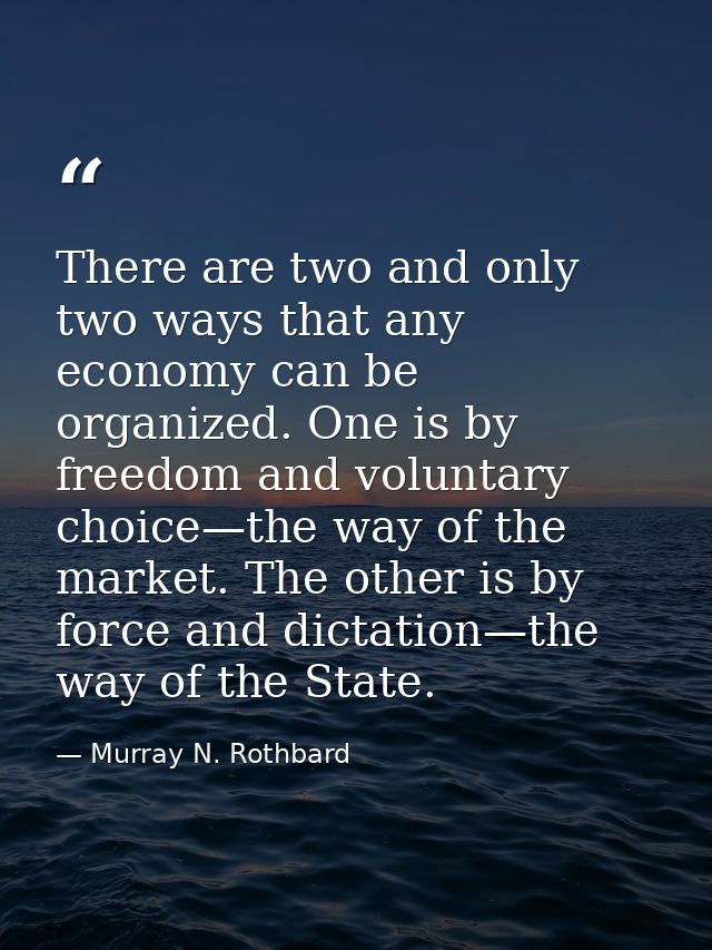 There are two and only two ways that any economy can be organized. One is by freedom and voluntary choice—the way of the — Murray N. Rothbard