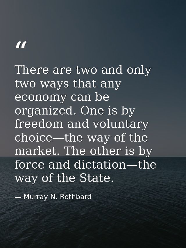 There are two and only two ways that any economy can be organized. One is by freedom and voluntary choice—the way of the — Murray N. Rothbard