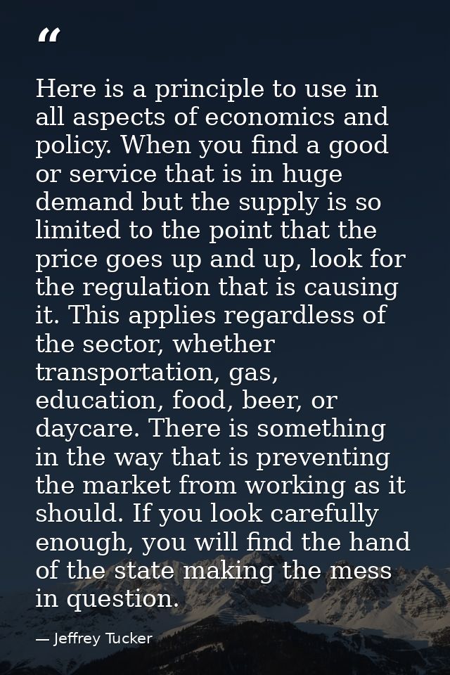 Here is a principle to use in all aspects of economics and policy. When you find a good or service that is in huge deman — Jeffrey Tucker