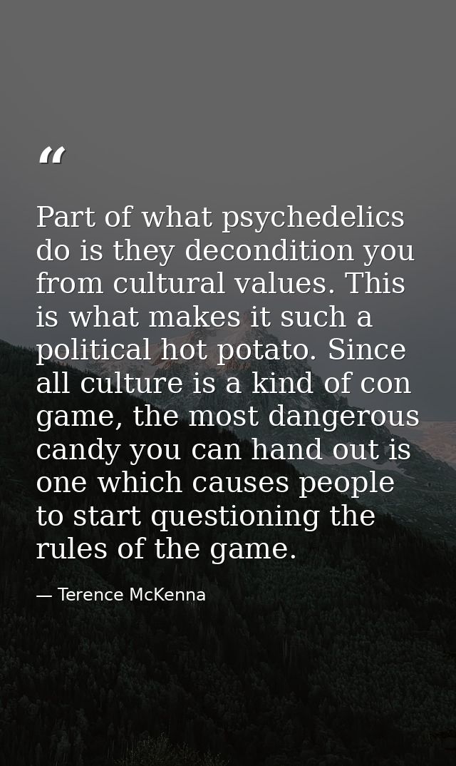 Part of what psychedelics do is they decondition you from cultural values. This is what makes it such a political hot po — Terence McKenna