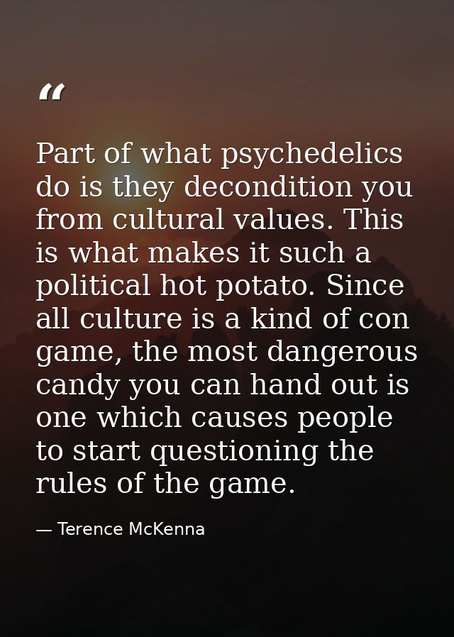 Part of what psychedelics do is they decondition you from cultural values. This is what makes it such a political hot po — Terence McKenna