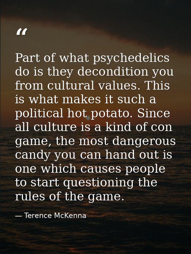 Part of what psychedelics do is they decondition you from cultural values. This is what makes it such a political hot po — Terence McKenna