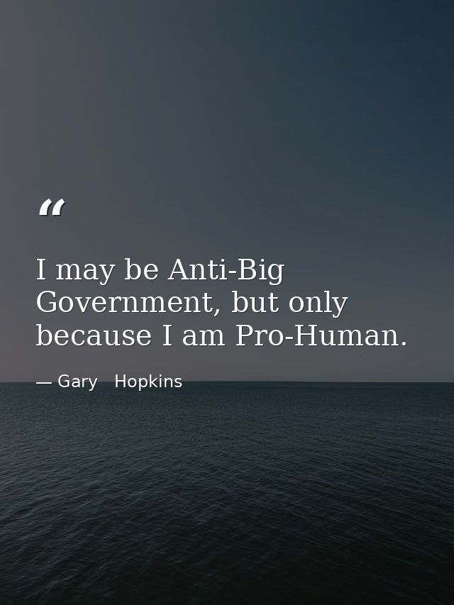 I may be Anti-Big Government, but only because I am Pro-Human. — Gary   Hopkins