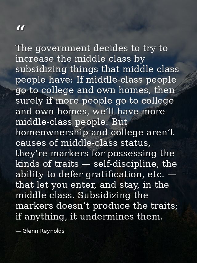 The government decides to try to increase the middle class by subsidizing things that middle class people have: If middl — Glenn Reynolds