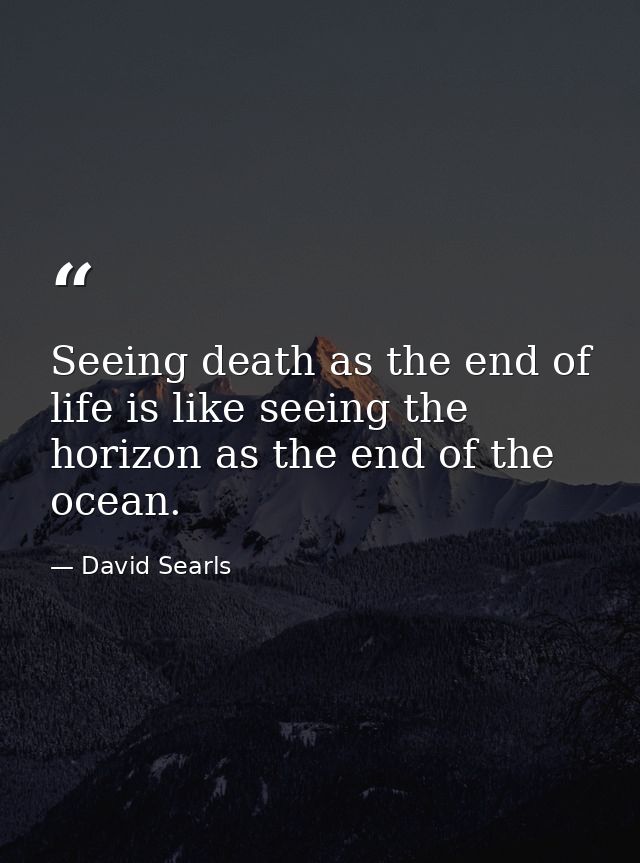 Seeing death as the end of life is like seeing the horizon as the end of the ocean. — David Searls