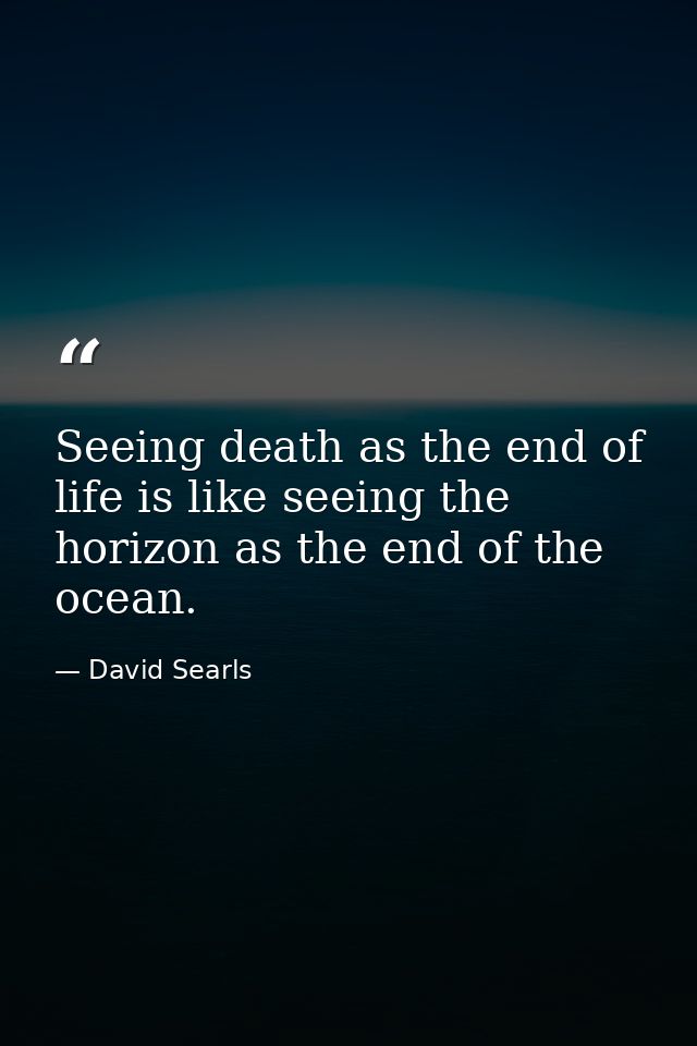 Seeing death as the end of life is like seeing the horizon as the end of the ocean. — David Searls