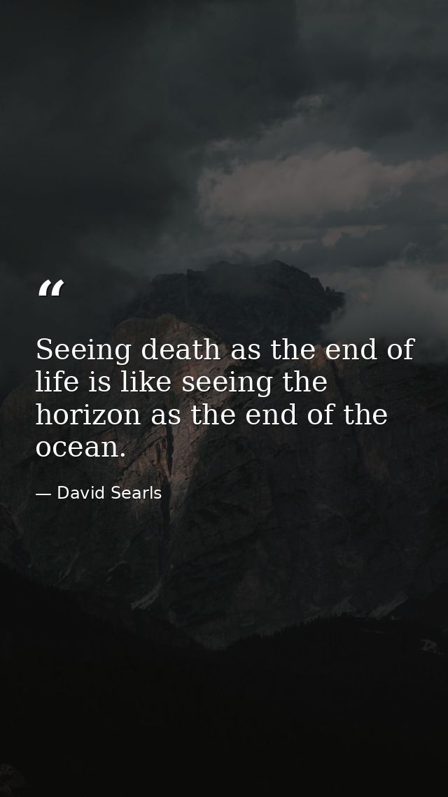 Seeing death as the end of life is like seeing the horizon as the end of the ocean. — David Searls