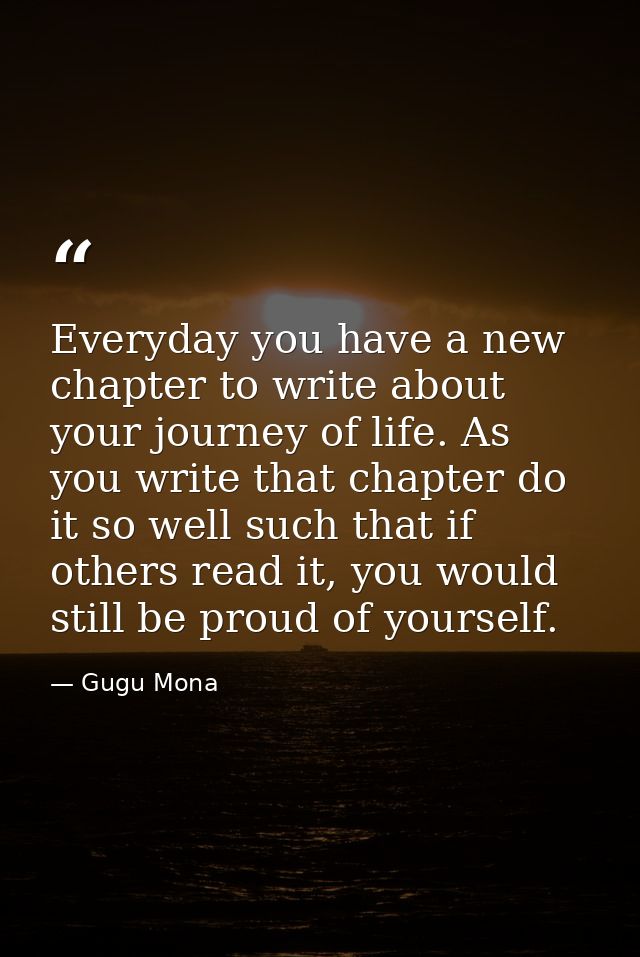 Everyday you have a new chapter to write about your journey of life. As you write that chapter do it so well such that i — Gugu Mona