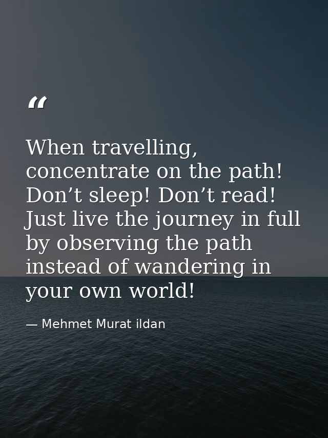 When travelling, concentrate on the path! Don’t sleep! Don’t read! Just live the journey in full by observing the path i — Mehmet Murat ildan
