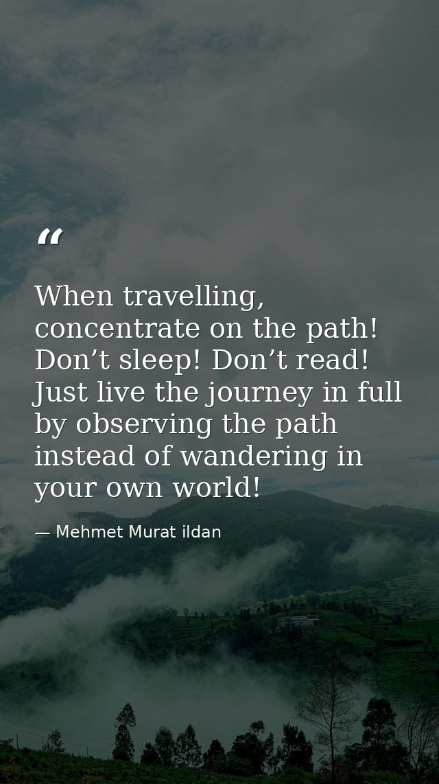 When travelling, concentrate on the path! Don’t sleep! Don’t read! Just live the journey in full by observing the path i — Mehmet Murat ildan