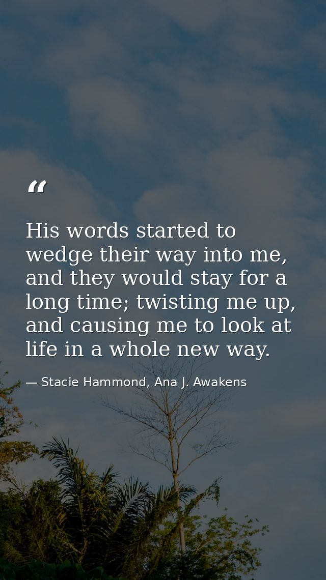 His words started to wedge their way into me, and they would stay for a long time; twisting me up, and causing me to loo — Stacie Hammond, Ana J. Awakens