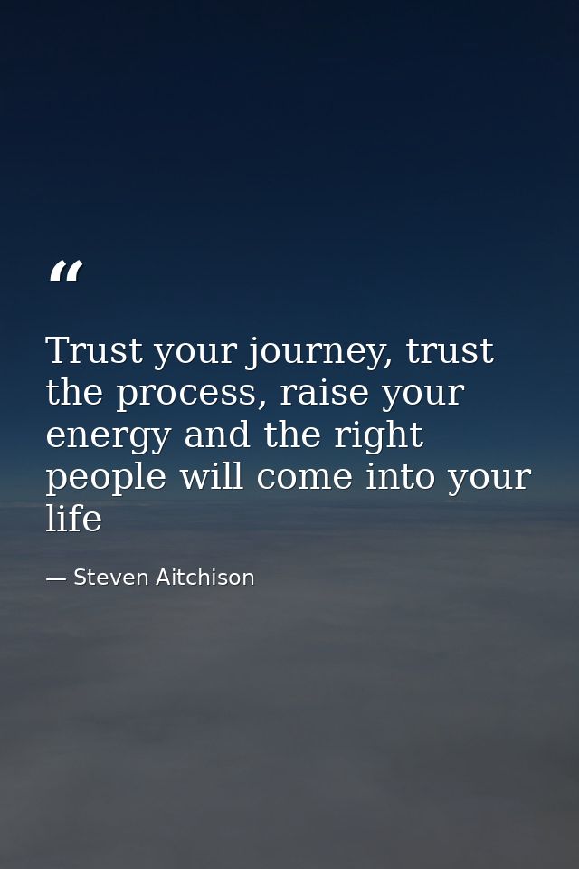 Trust your journey, trust the process, raise your energy and the right people will come into your life — Steven Aitchison