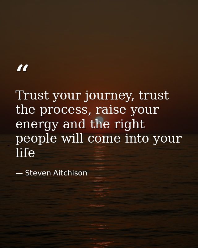 Trust your journey, trust the process, raise your energy and the right people will come into your life — Steven Aitchison
