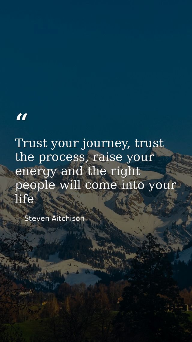 Trust your journey, trust the process, raise your energy and the right people will come into your life — Steven Aitchison