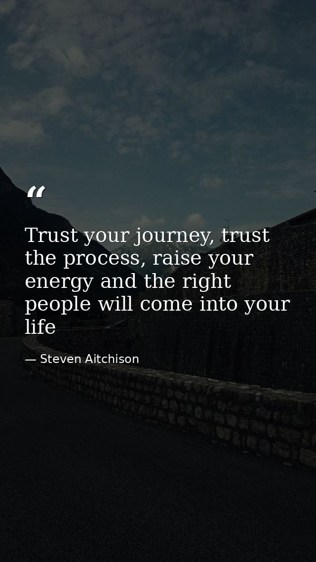 Trust your journey, trust the process, raise your energy and the right people will come into your life — Steven Aitchison