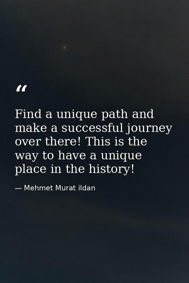 Find a unique path and make a successful journey over there! This is the way to have a unique place in the history! — Mehmet Murat ildan