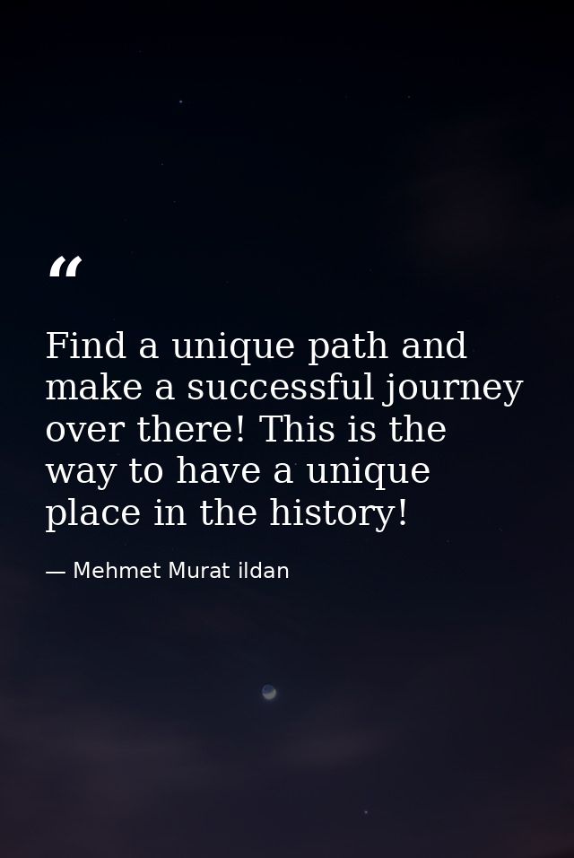 Find a unique path and make a successful journey over there! This is the way to have a unique place in the history! — Mehmet Murat ildan