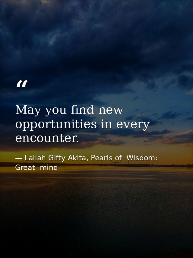 May you find new opportunities in every encounter. — Lailah Gifty Akita, Pearls of  Wisdom: Great  mind