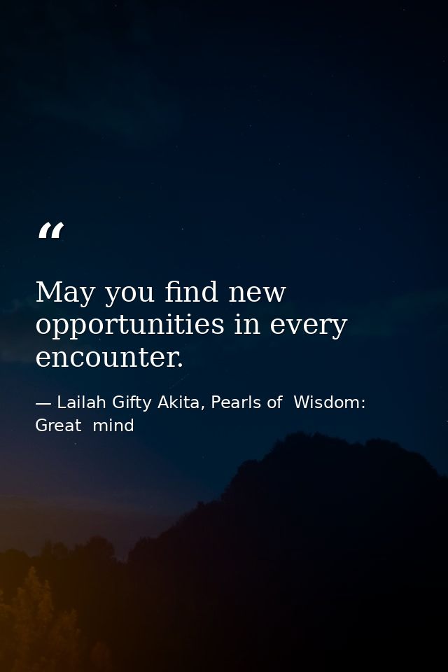 May you find new opportunities in every encounter. — Lailah Gifty Akita, Pearls of  Wisdom: Great  mind