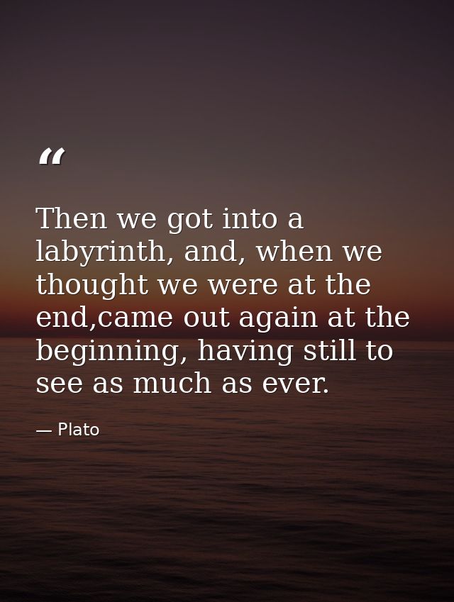 Then we got into a labyrinth, and, when we thought we were at the end,came out again at the beginning, having still to s — Plato