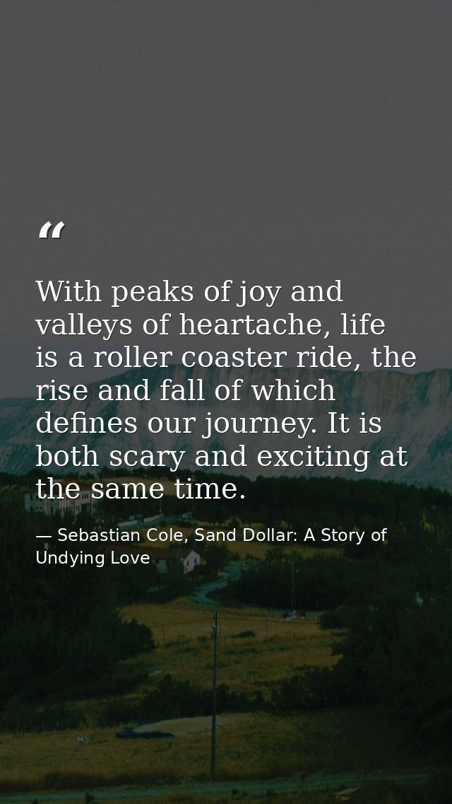 With peaks of joy and valleys of heartache, life is a roller coaster ride, the rise and fall of which defines our journe — Sebastian Cole, Sand Dollar: A Story of Undying Love