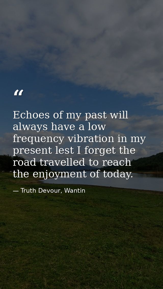 Echoes of my past will always have a low frequency vibration in my present lest I forget the road travelled to reach the — Truth Devour, Wantin