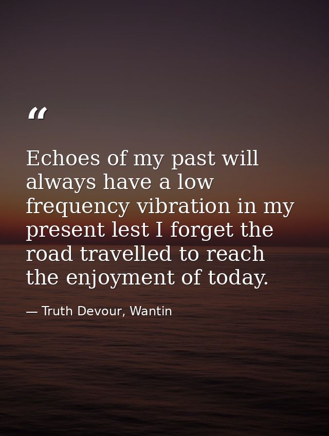 Echoes of my past will always have a low frequency vibration in my present lest I forget the road travelled to reach the — Truth Devour, Wantin