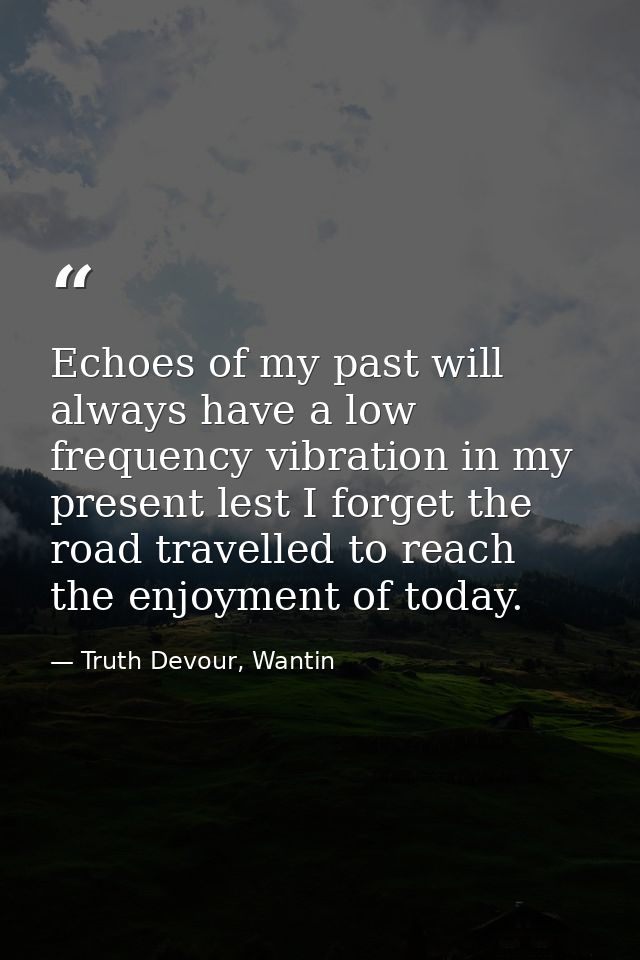 Echoes of my past will always have a low frequency vibration in my present lest I forget the road travelled to reach the — Truth Devour, Wantin
