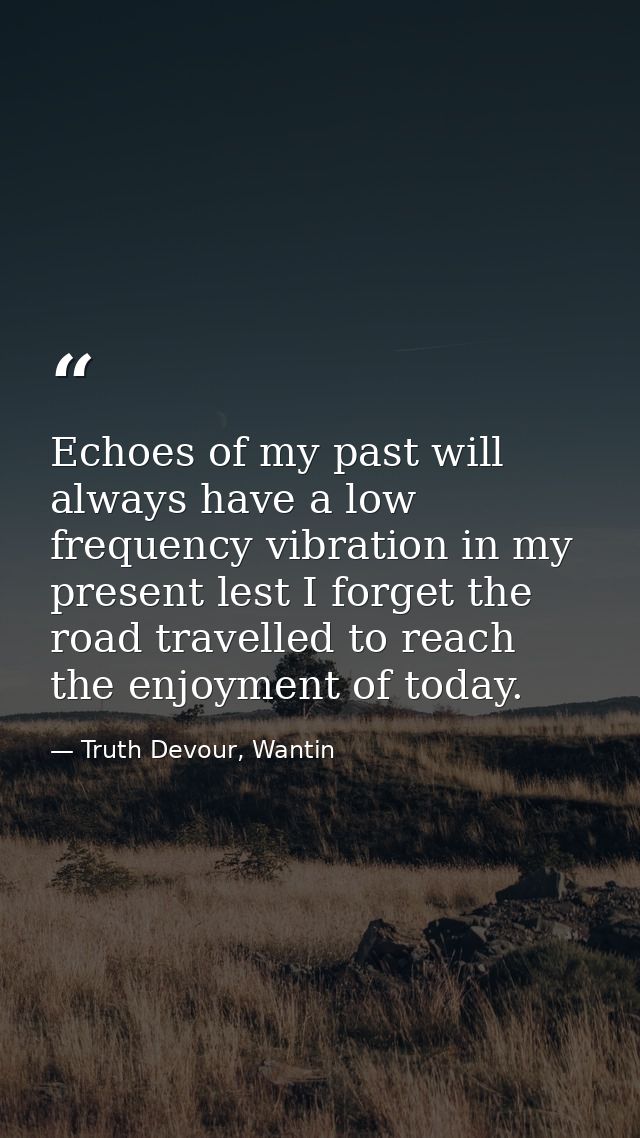 Echoes of my past will always have a low frequency vibration in my present lest I forget the road travelled to reach the — Truth Devour, Wantin