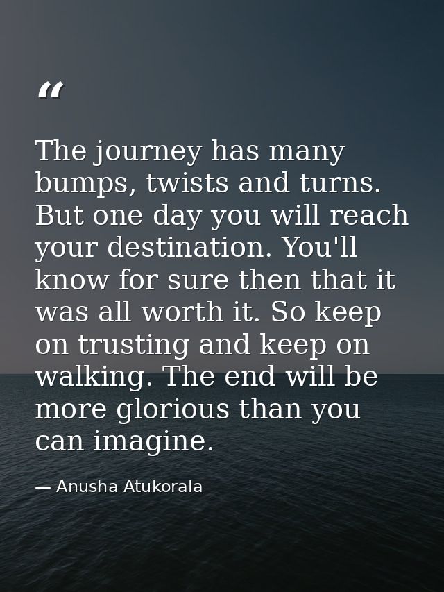 The journey has many bumps, twists and turns. But one day you will reach your destination. You'll know for sure then tha — Anusha Atukorala
