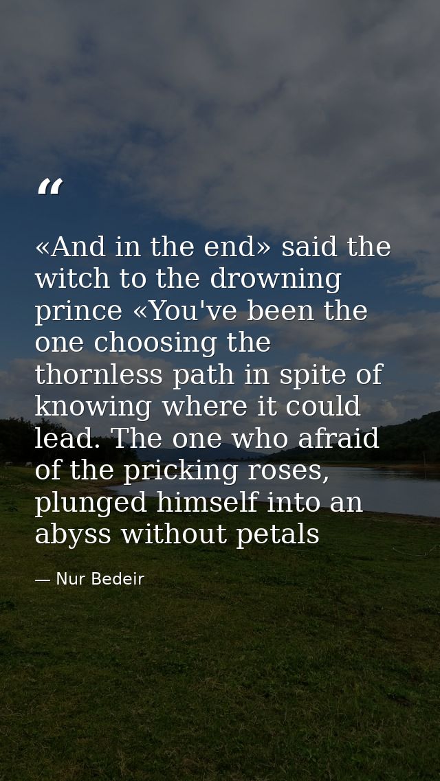 «And in the end» said the witch to the drowning prince «You've been the one choosing the thornless path in spite of know — Nur Bedeir