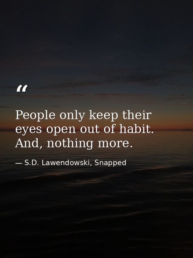 People only keep their eyes open out of habit. And, nothing more. — S.D. Lawendowski, Snapped
