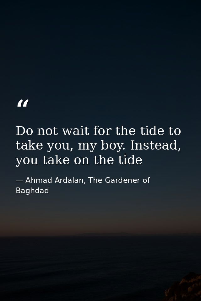 Do not wait for the tide to take you, my boy. Instead, you take on the tide — Ahmad Ardalan, The Gardener of Baghdad