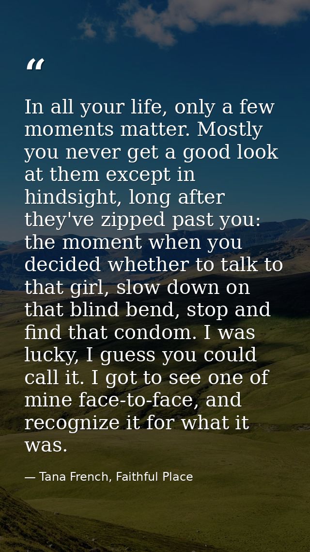 In all your life, only a few moments matter. Mostly you never get a good look at them except in hindsight, long after th — Tana French, Faithful Place