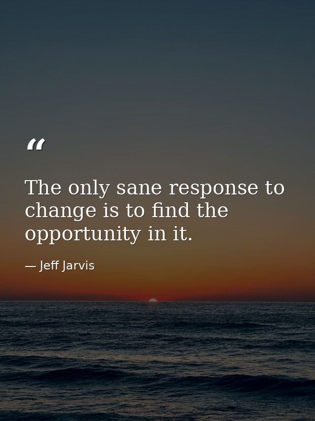 The only sane response to change is to find the opportunity in it. — Jeff Jarvis