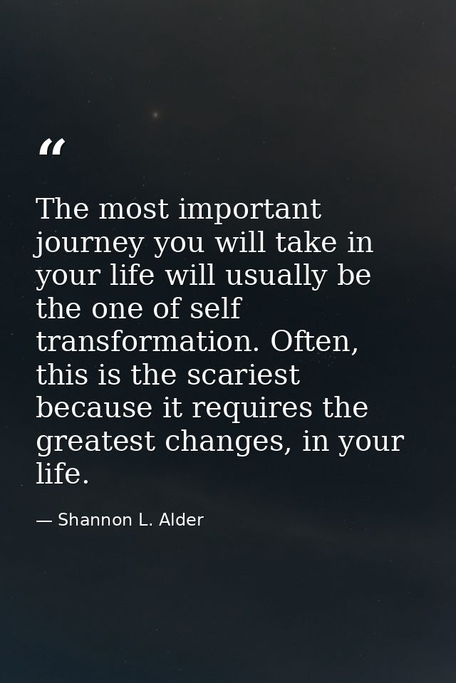 The most important journey you will take in your life will usually be the one of self transformation. Often, this is the — Shannon L. Alder