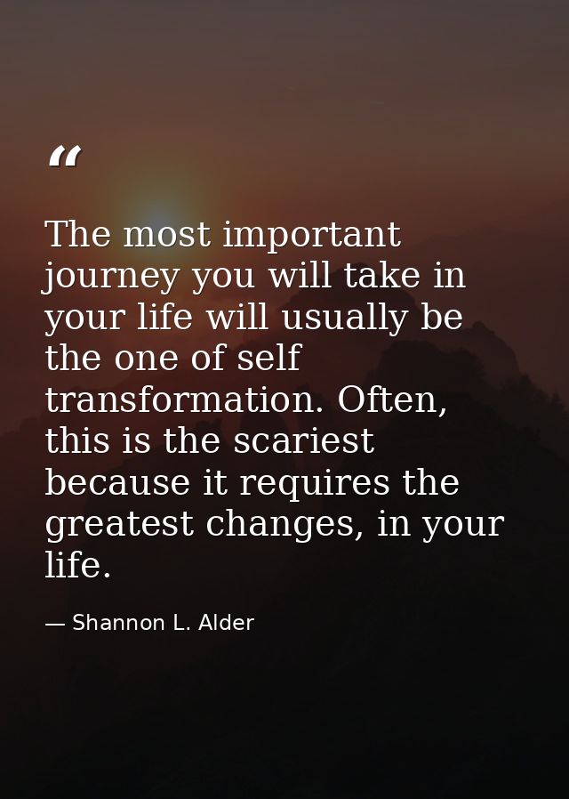 The most important journey you will take in your life will usually be the one of self transformation. Often, this is the — Shannon L. Alder