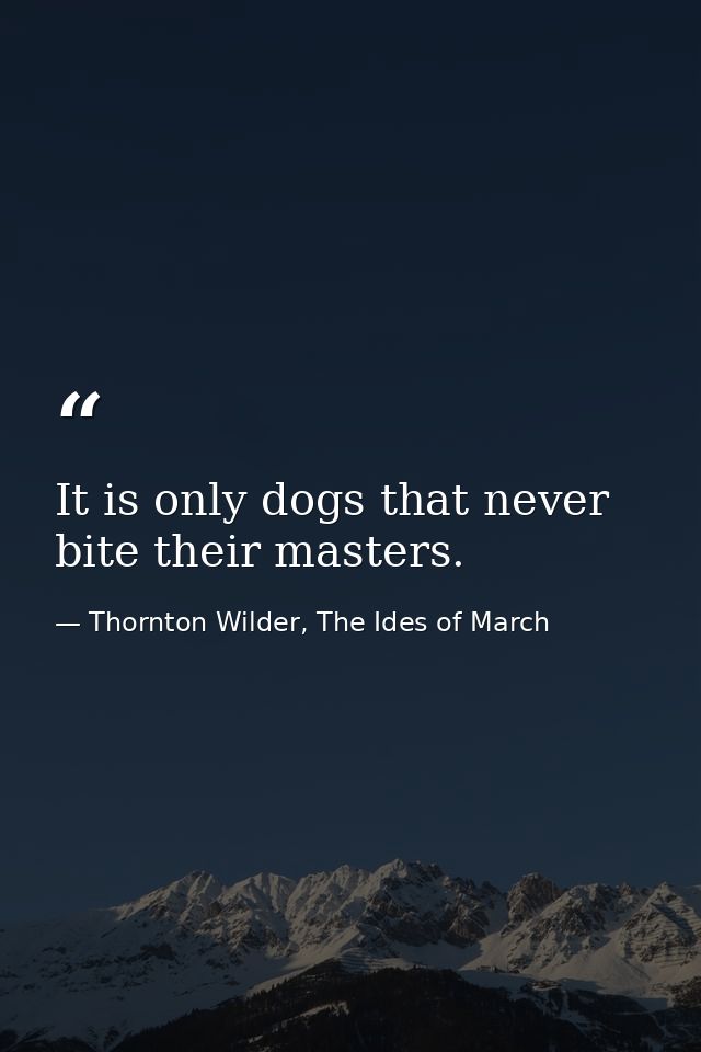 It is only dogs that never bite their masters. — Thornton Wilder, The Ides of March
