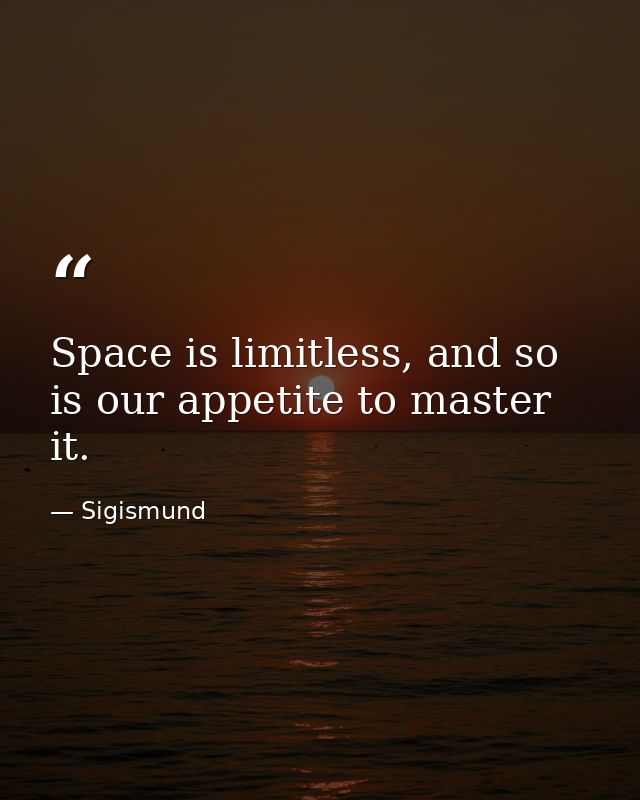 Space is limitless, and so is our appetite to master it. — Sigismund