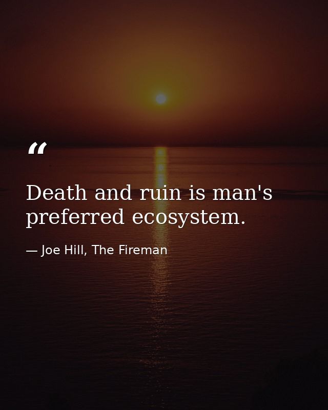 Death and ruin is man's preferred ecosystem. — Joe Hill, The Fireman
