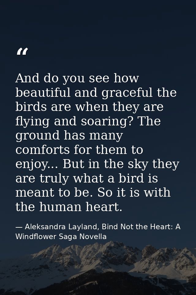 And do you see how beautiful and graceful the birds are when they are flying and soaring? The ground has many comforts f — Aleksandra Layland, Bind Not the Heart: A Windflower Saga Novella