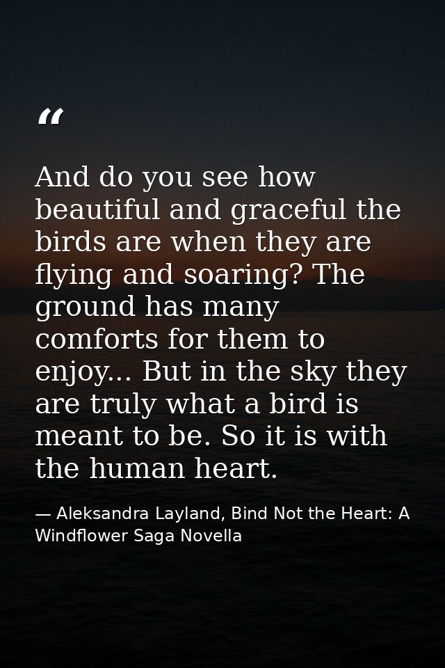 And do you see how beautiful and graceful the birds are when they are flying and soaring? The ground has many comforts f — Aleksandra Layland, Bind Not the Heart: A Windflower Saga Novella