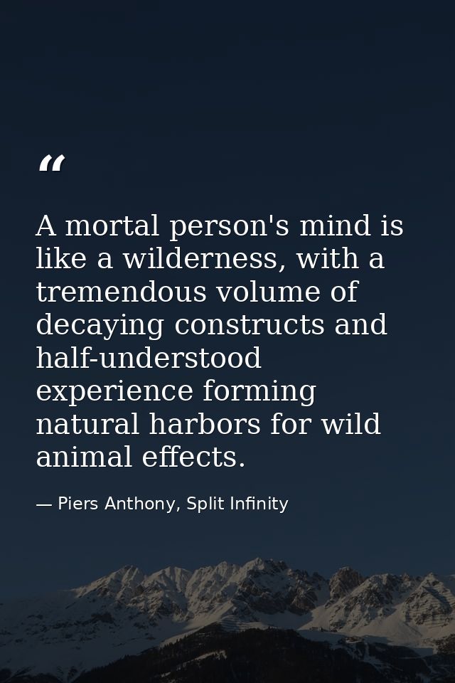 A mortal person's mind is like a wilderness, with a tremendous volume of decaying constructs and half-understood experie — Piers Anthony, Split Infinity