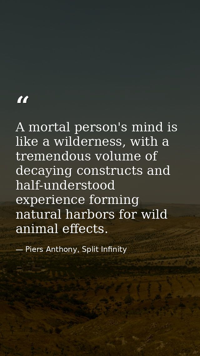A mortal person's mind is like a wilderness, with a tremendous volume of decaying constructs and half-understood experie — Piers Anthony, Split Infinity