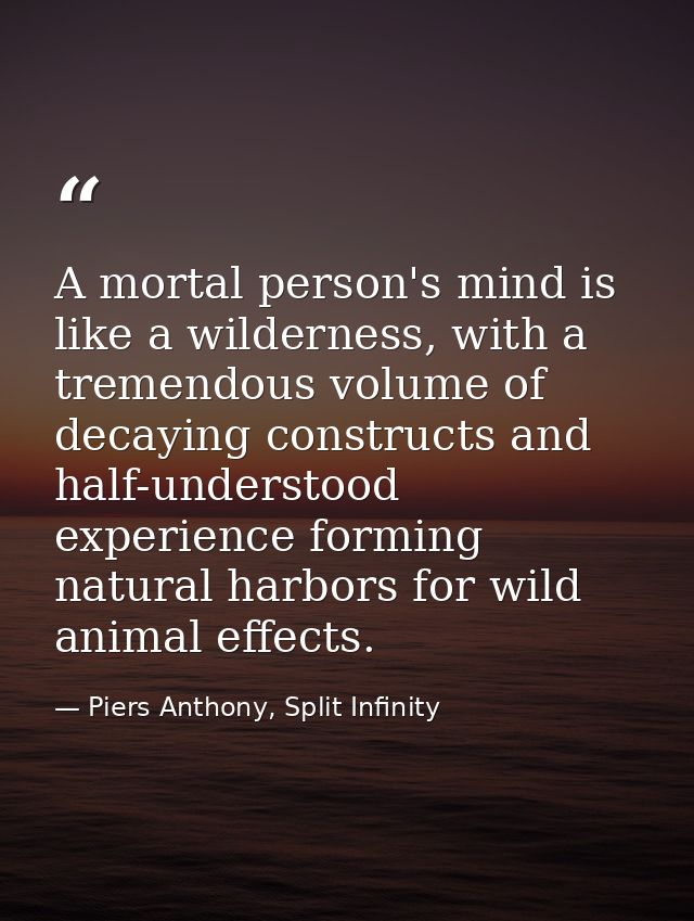 A mortal person's mind is like a wilderness, with a tremendous volume of decaying constructs and half-understood experie — Piers Anthony, Split Infinity