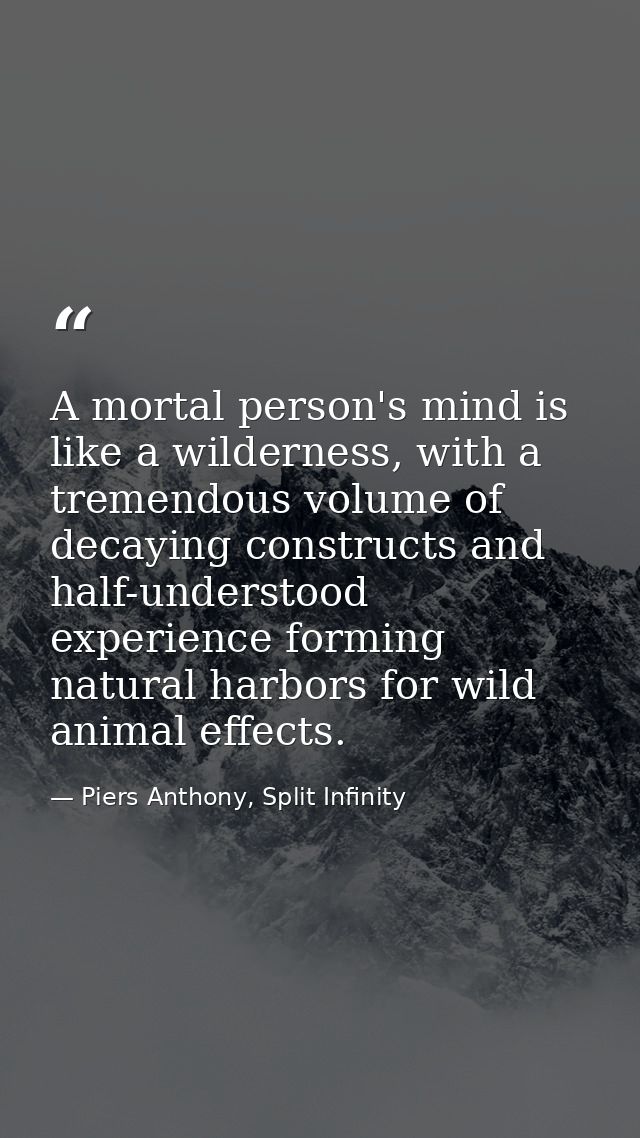 A mortal person's mind is like a wilderness, with a tremendous volume of decaying constructs and half-understood experie — Piers Anthony, Split Infinity