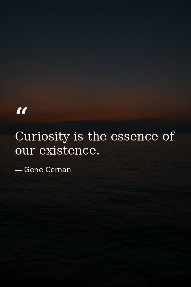 Curiosity is the essence of our existence. — Gene Cernan